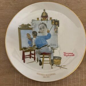 Norman Rockwell Gorham 1894-1978 "Triple Self Portrait" 10-3/4" Collectors Plate